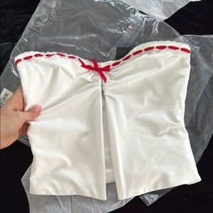 White Strapless Top